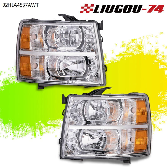 Suitable for 07-14 for Chevrolet Silverado 1500 2500HD 3500HD headlight chrome housings, 1 pair