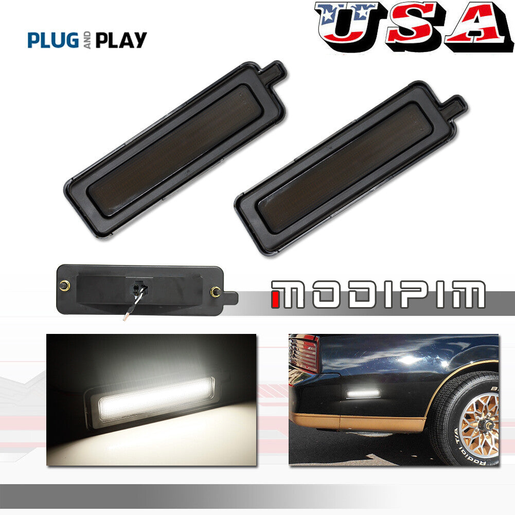 Suitable for 82-92 for Pontiac Trans Am Firebird rear bumper white LED side marker lights (2 pieces)