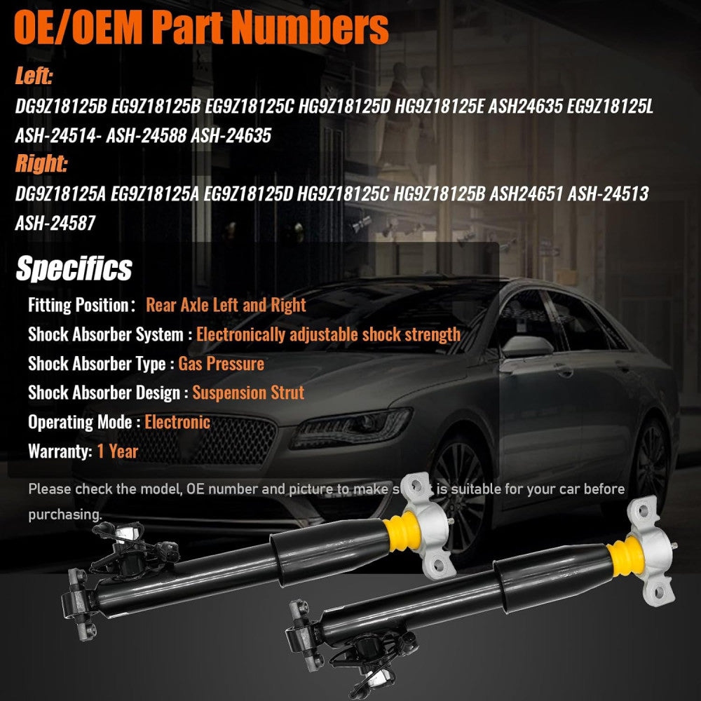 Pair Front Hydraulic Shock Absorbers Struts ADS for Mercedes W140 S320 S500 S600