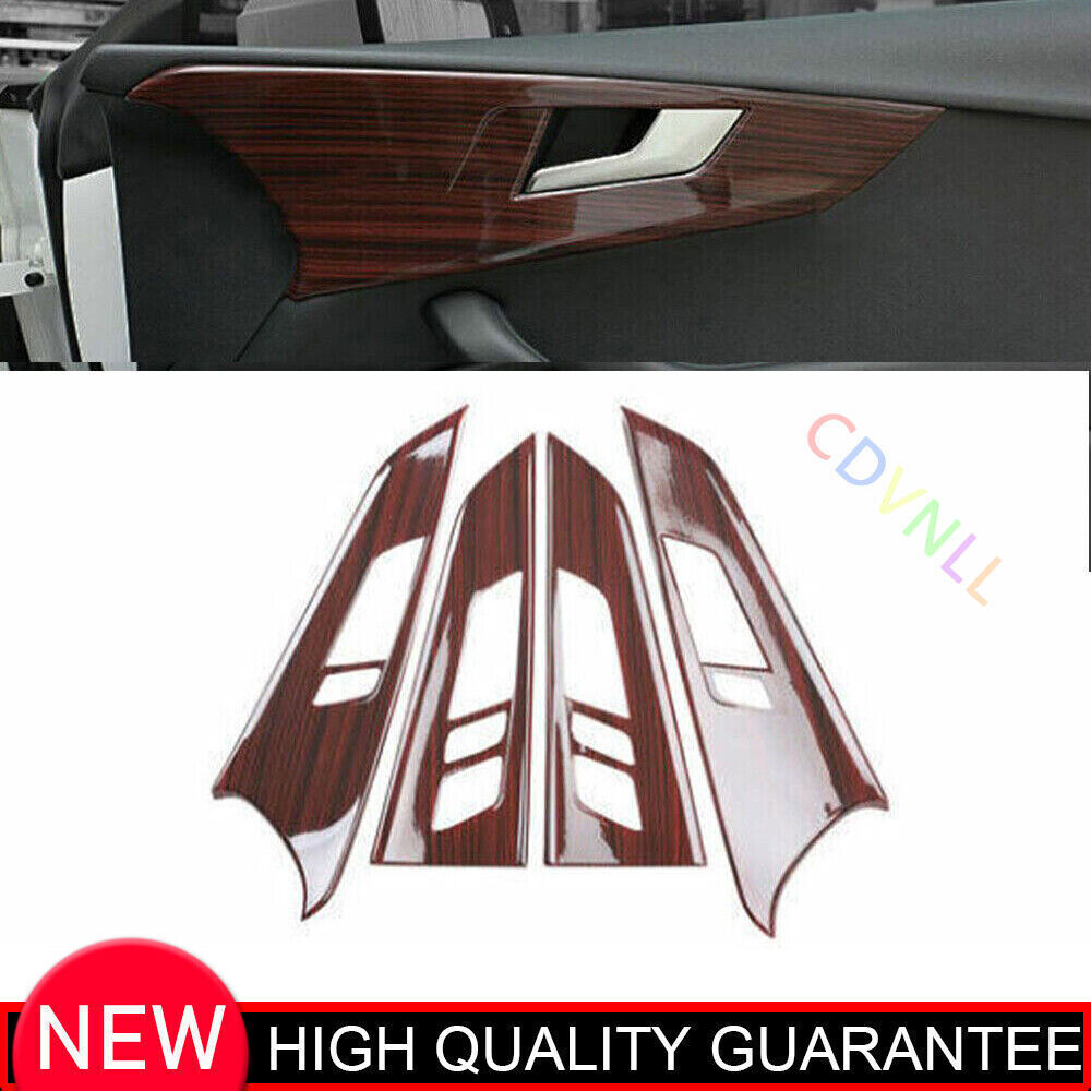 for Audi A4 A5 2017-2024 Red Wood Grain Inner Door Handle Bowl Frame Decor Trim