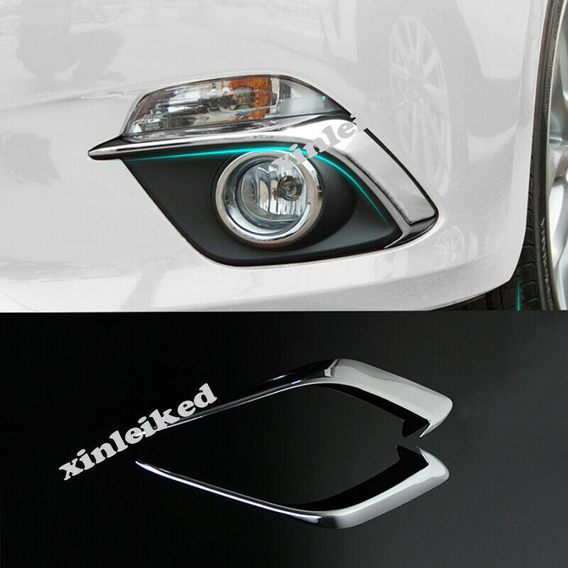 for Mazda 3 Axela 2014-2016 Gloss Chrome Front Fog Light Lamp Eyelid Cover Trims