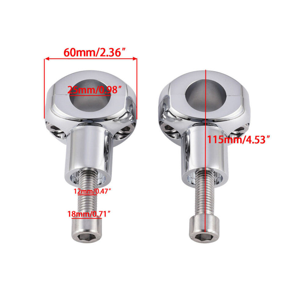 Chrome Motorcycle 25mm Handlebar Risers Clamps Handle Bar Mount for Harley for Honda