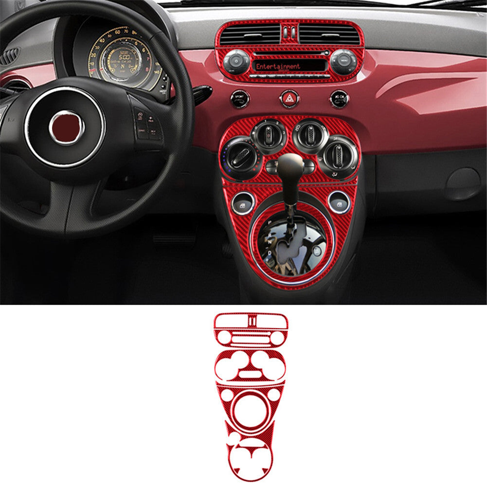 Red Carbon Fiber Manual Climate Center Console Trim Kit For 2012-2015 for Fiat 500