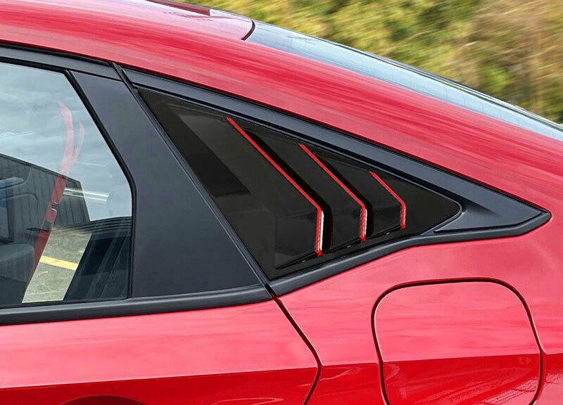 Red+Black Rear Side Vent Window Scoop Louvers 1/4 for Honda for Civic 11th 2022-2023