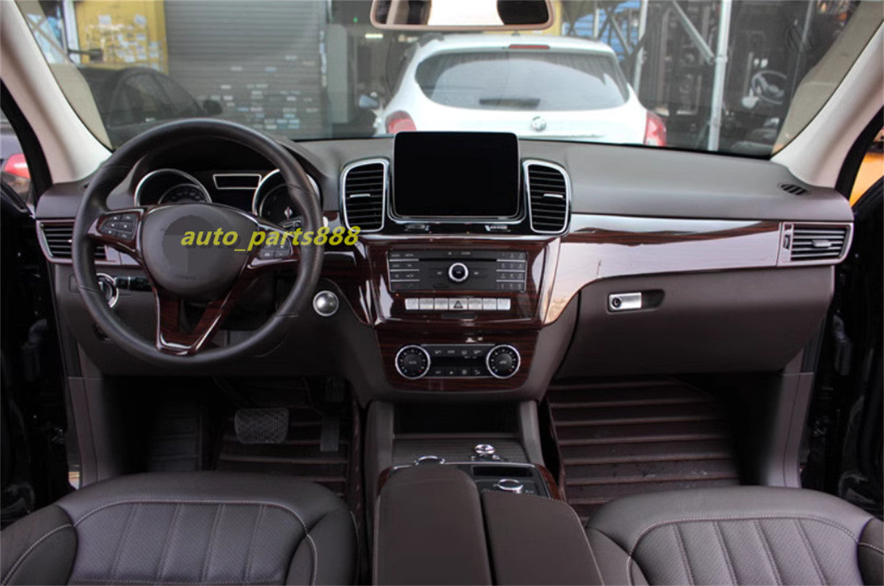 Red Wood Grain Full Interior Kit Cover Trims for Benz GLE W166 GLS X166 2016-19