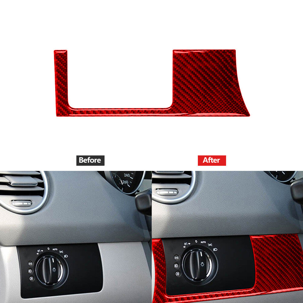 Red Carbon Fiber Headlight Control Outer Panel Cover for Mercedes Benz M-class