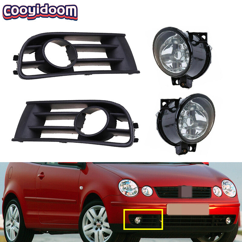1 Set Fog Light Fog Lamp+Fog Light Grille for Volkswagen Polo 9N 2004-2006