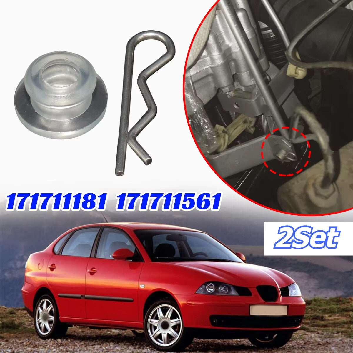 Gear Shift Lever Bushing Kit for Seat Ibiza 6K1993-2002 Securing Spring Clip 2pc