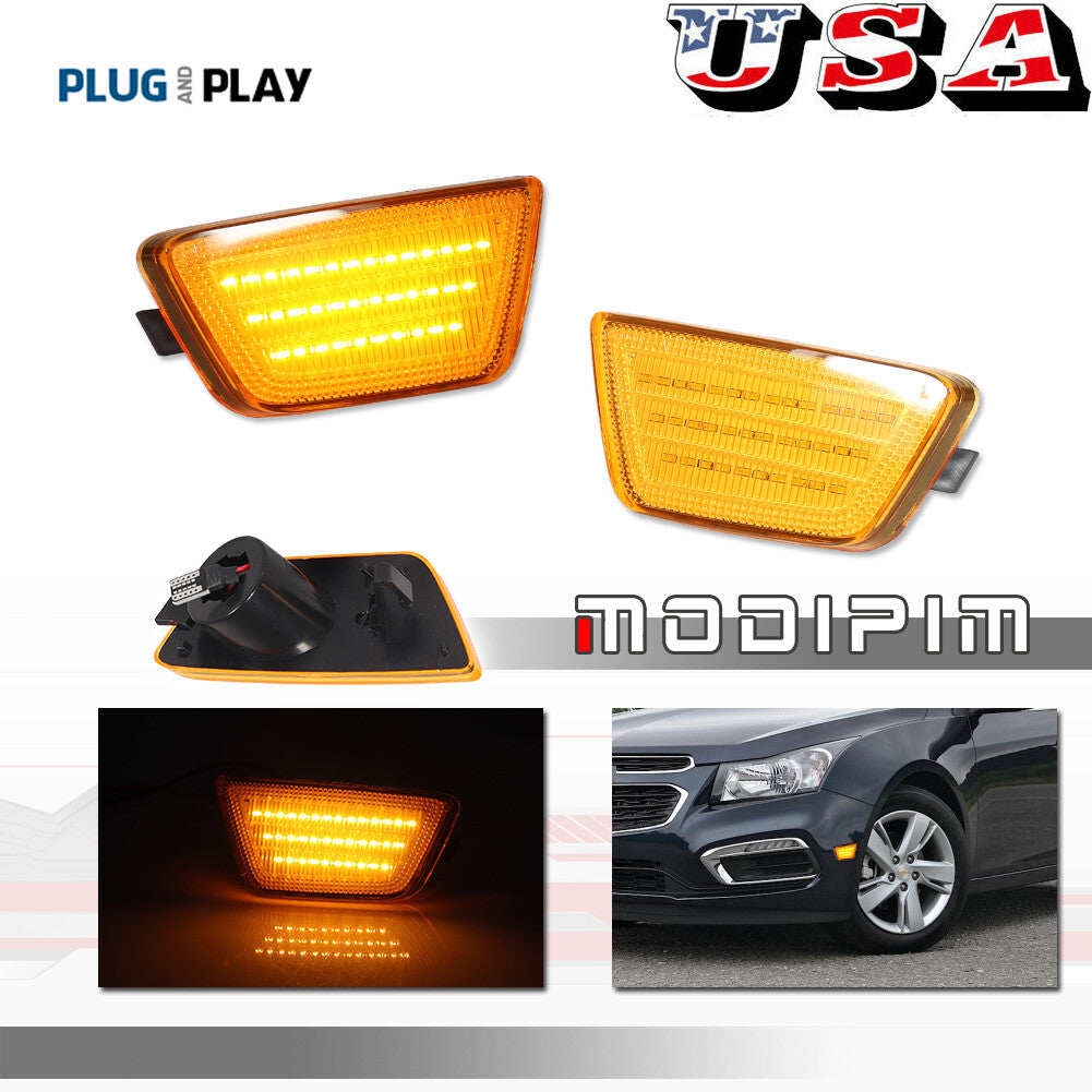 Two yellow amber side marker lights on the front bumper are suitable for 2011-2015 for Chevrolet for Cruze .