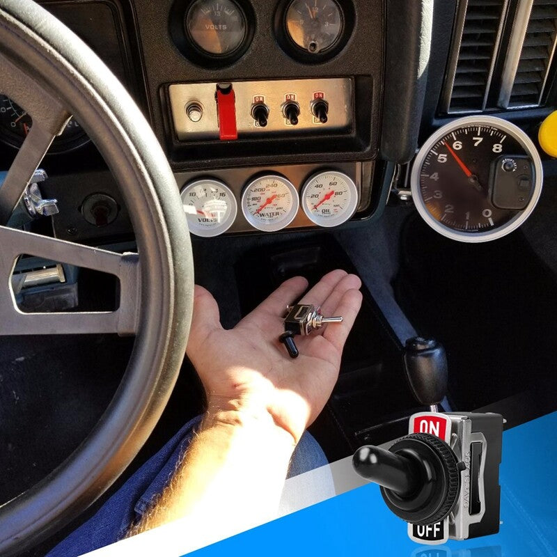 10-Piece SPST Solid Metal Toggle Switch - Waterproof for Marine, Car, and Truck Use