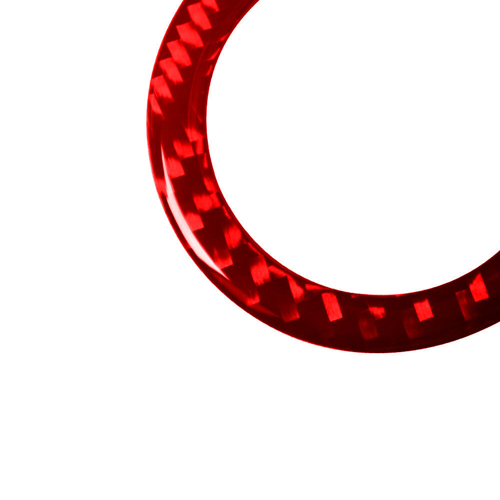Red Carbon Fiber Interior Ignition Ring Cover Trim for Ford Fiesta 2011-2015