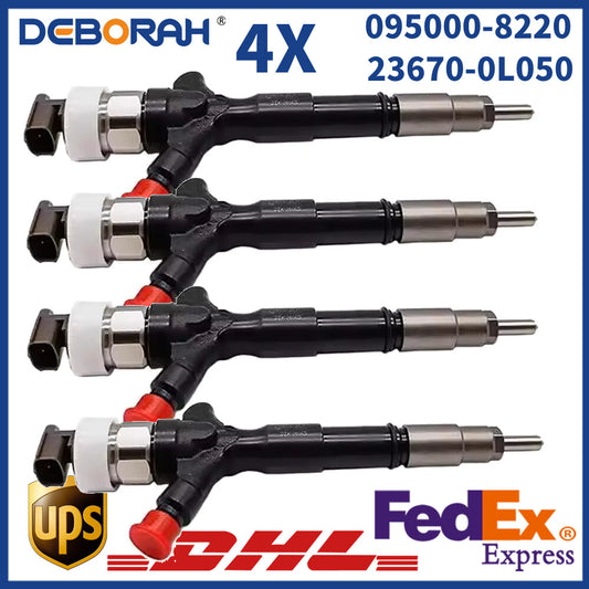4X Common Rail Fuel Injector ASSY 095000-8220 23670-0L050 for Toyota Hilux