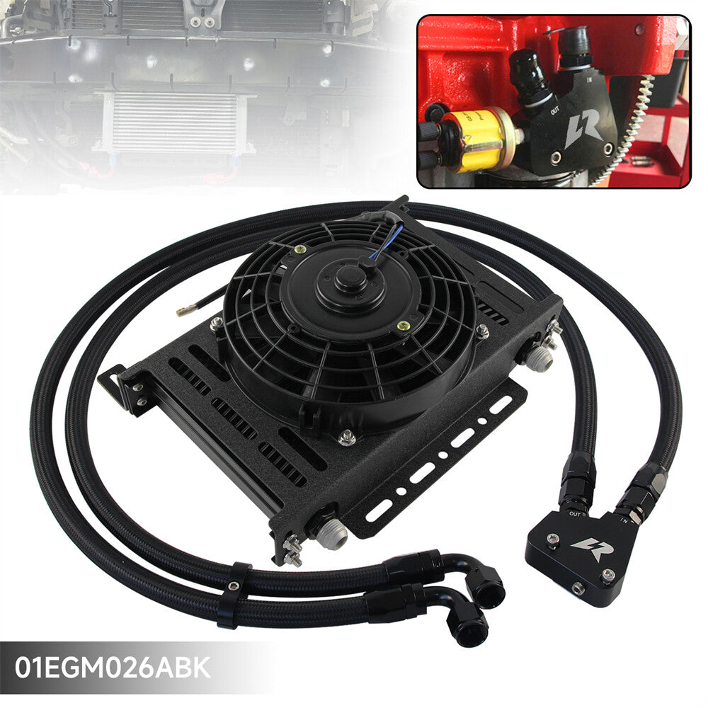 25 Row AN10 Oil Cooler Kit for Corvette C5 C6 C7 LS1 LS2 LS3 + 7 Electric Fan