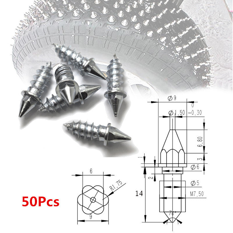50 PCS Car Wheel Tire Studs Spikes Winter Screw Snow Ice Anti-Slip Alloy Nails