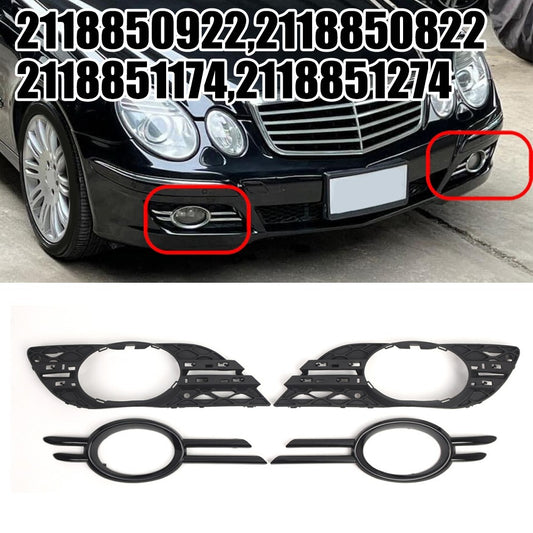 Front Fog Light Grill Chrome Trim Cover Set for Mercedes-Benz E-CLASS W211 06-09