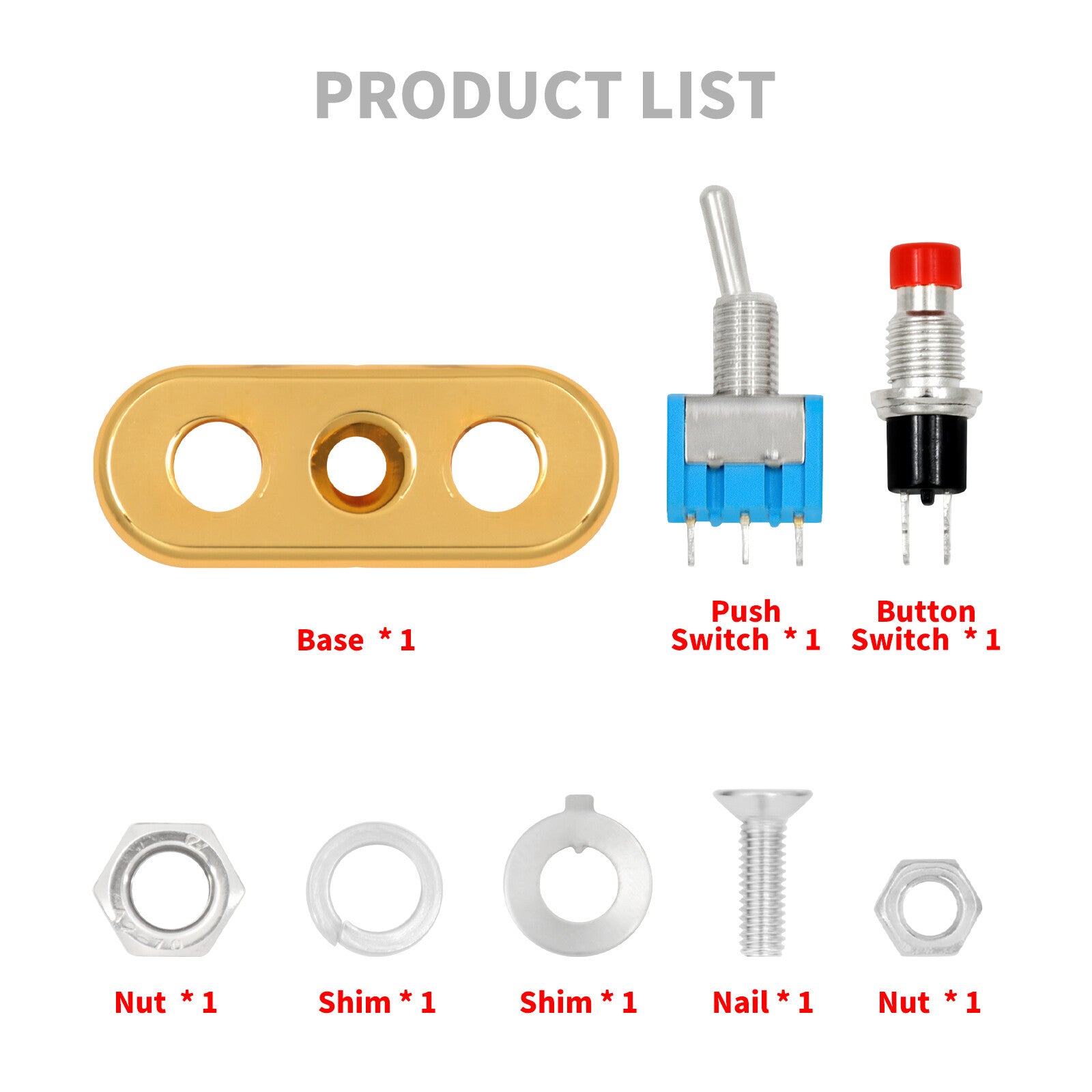 Gold Control Button Toggle Push Switch ON/OFF/ON For Universal 1 7/8 Handlebar