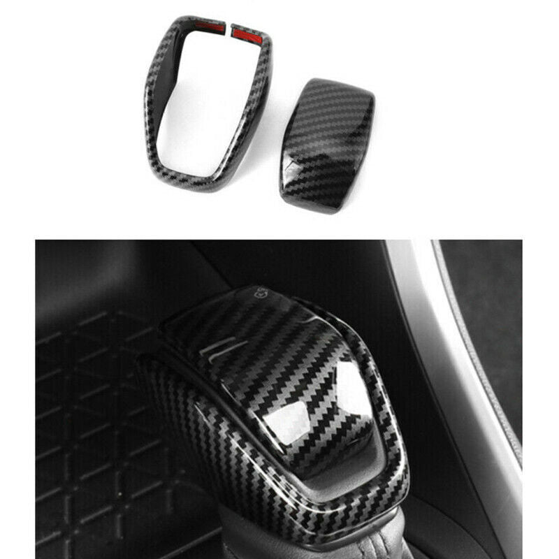 Carbon Fiber 2X Gear Shift Knob Decor Cover Trim for Toyota Highlander 2021 2022