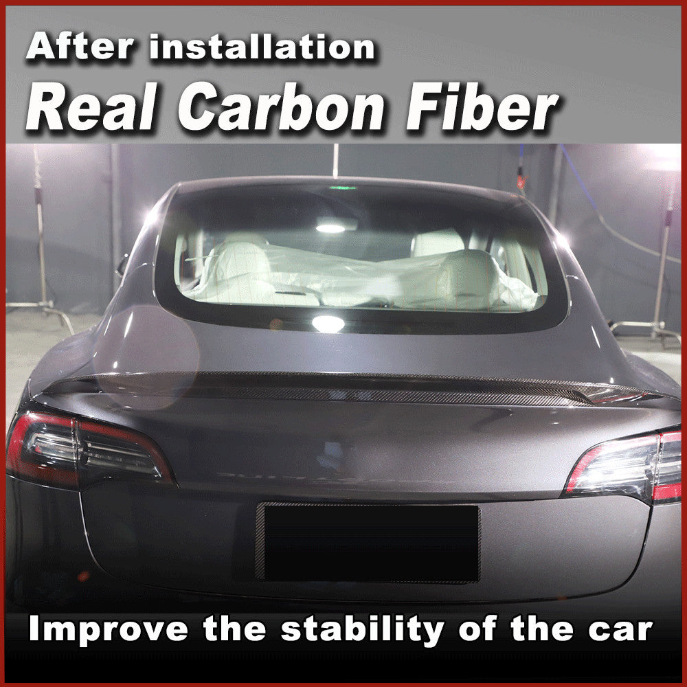 Fit for Tesla Model 3 Sedan 2016-23 REAL CARBON Rear Trunk Spoiler Boot Lip Wing