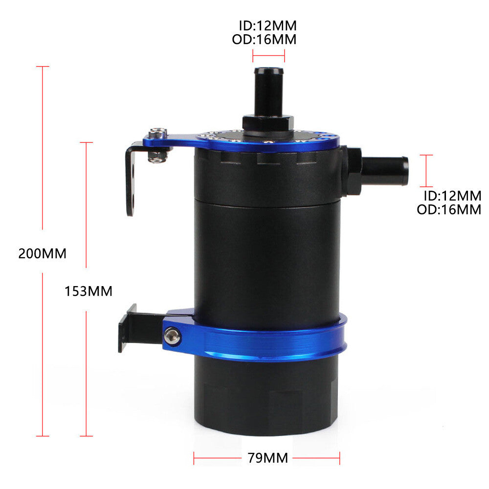 Round Oil Tank Baffled Aluminum Oil Catch Can Resevoir Tank Kit Car Racing Blue