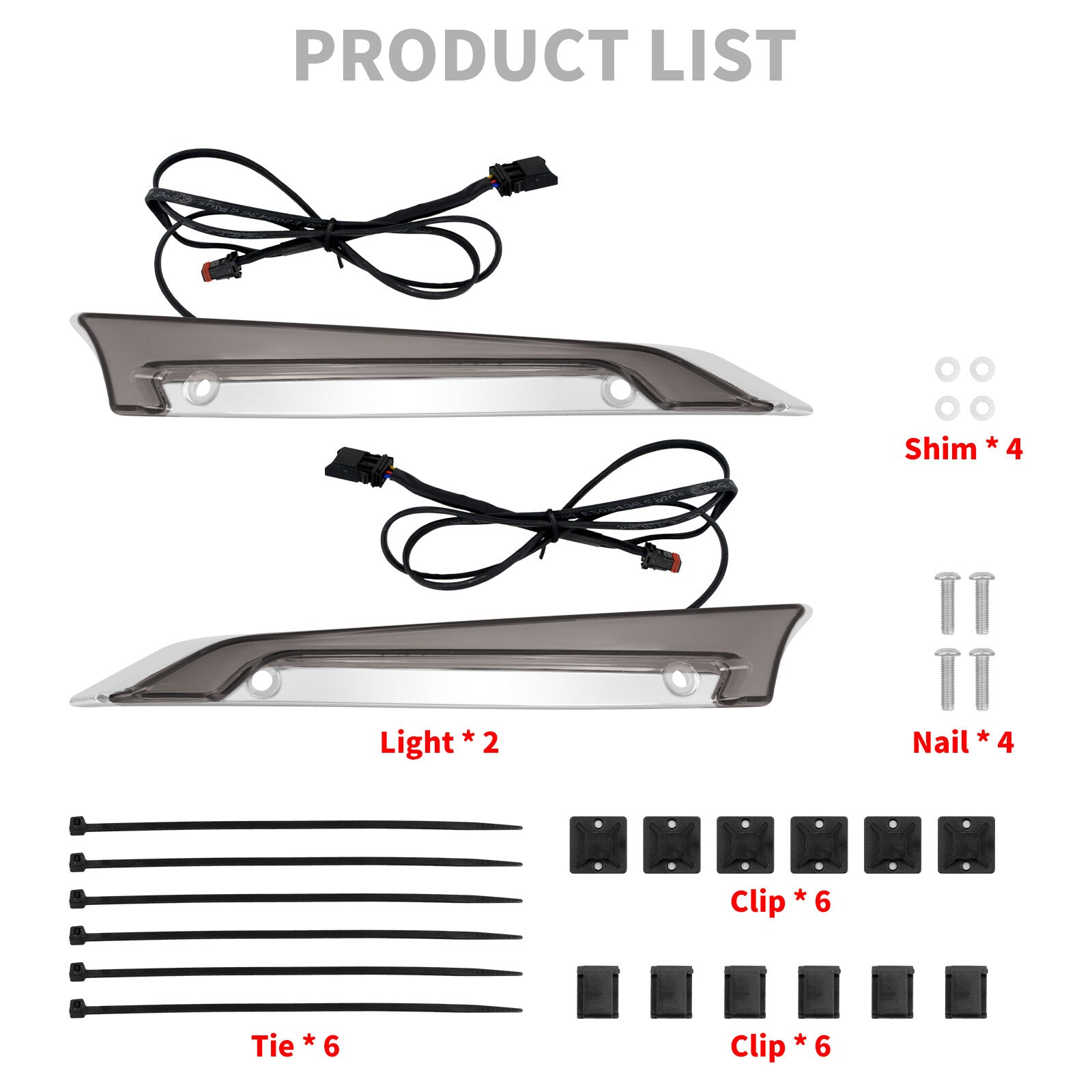 Chrome Windshield Trim LED Turn Signal Light w/ Smoke Lens for Harley Road Glide