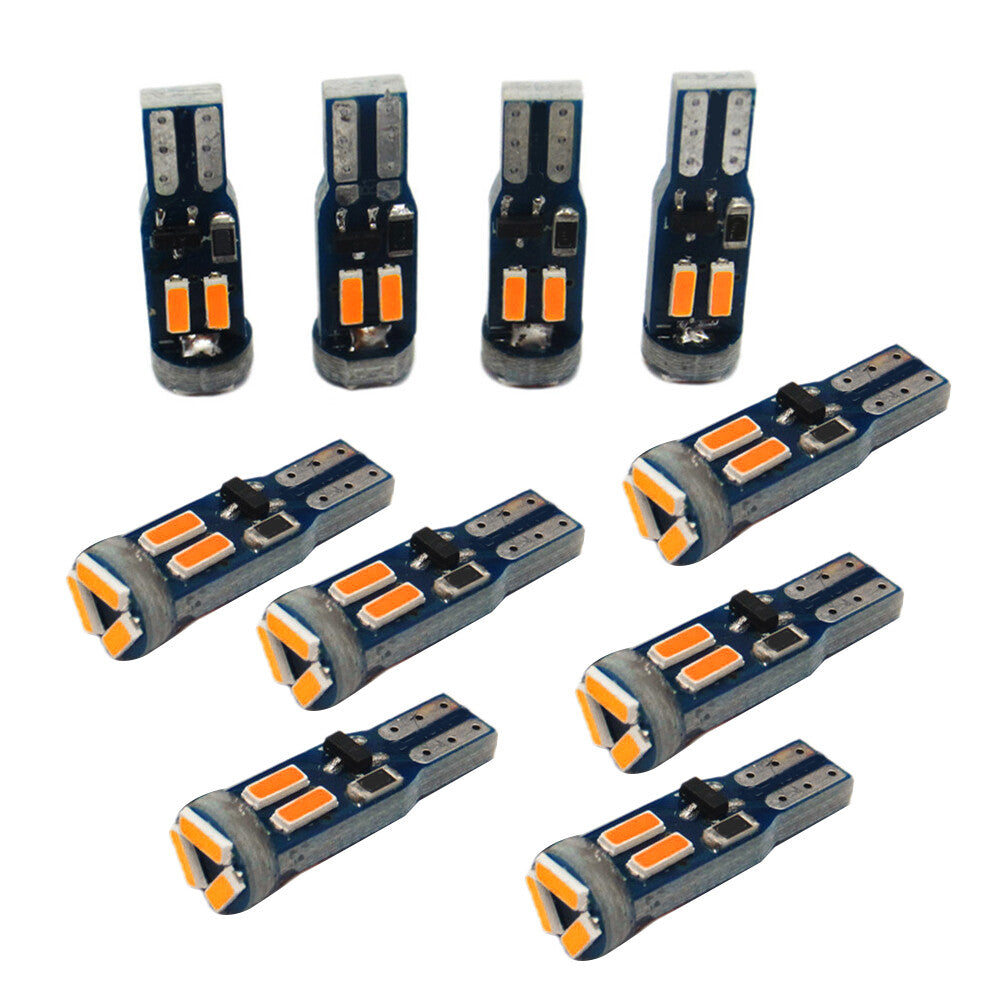 10x T5 17 37 73 74 Yellow 7SMD LED Instrument Cluster Light Bulbs