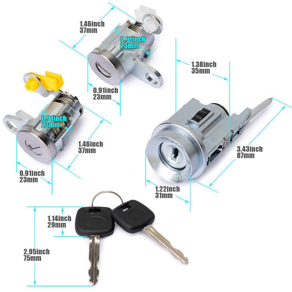 Door Lock Key Ignition Lock Cylinder Set for Toyota Tacoma Tundra 95-04 W/2 Keys