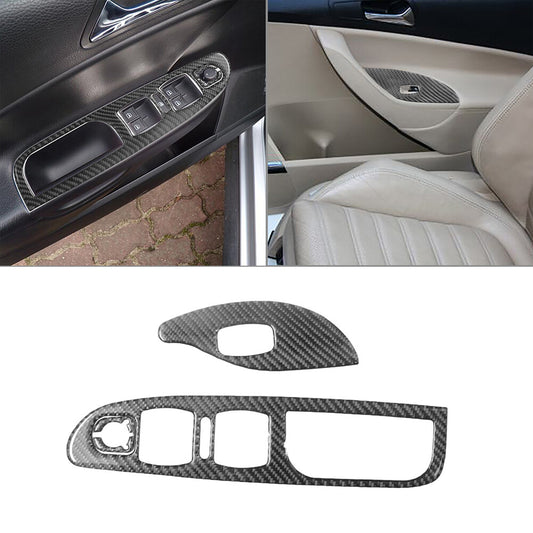 3x Carbon Fiber Front Window Control Panel for Volkswagen for Passat 2006-2011