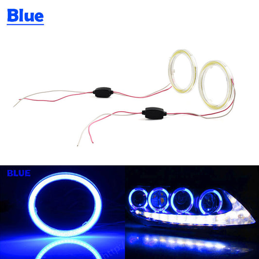 70MM Universal Car DRL Fog Headlights COB Angel Eyes Halo Ring 12V LED Light