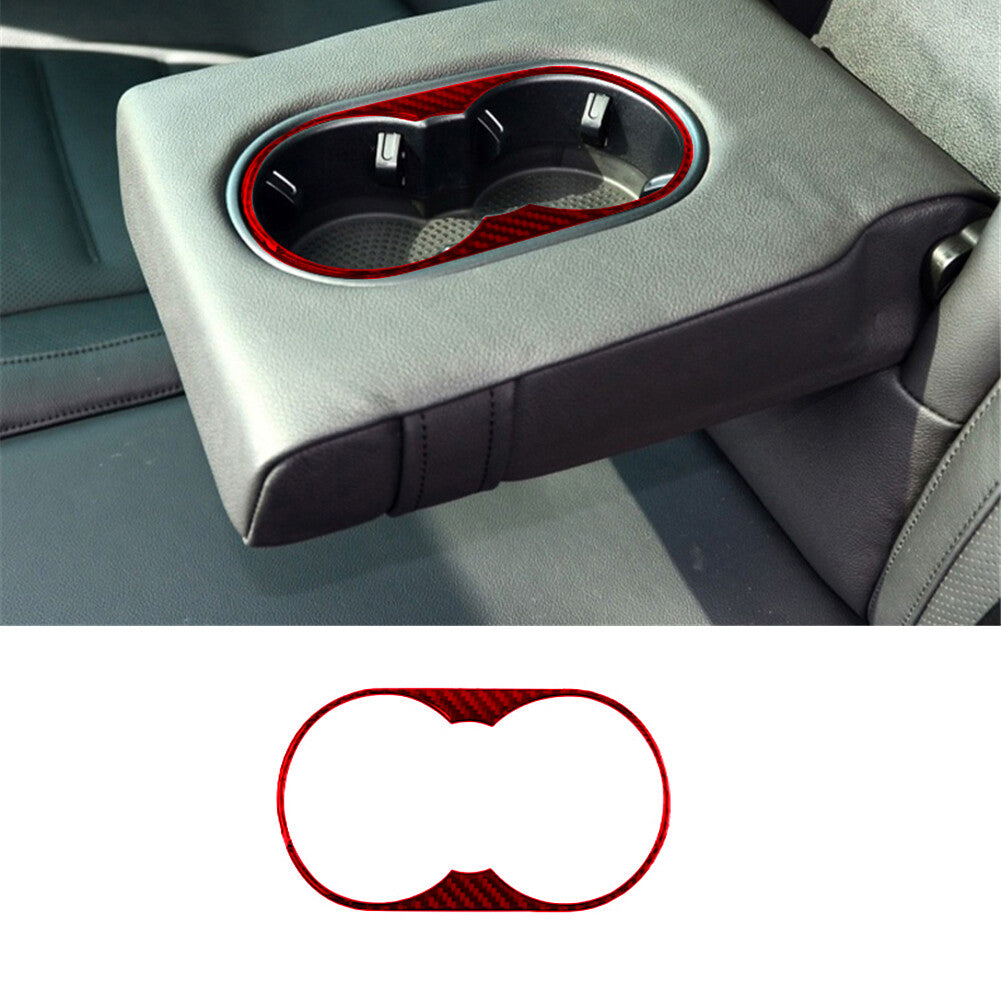 Red Rear for Seat Water Cup Holder Trim Cover Carbon Fiber for VW Touareg 2011-2018