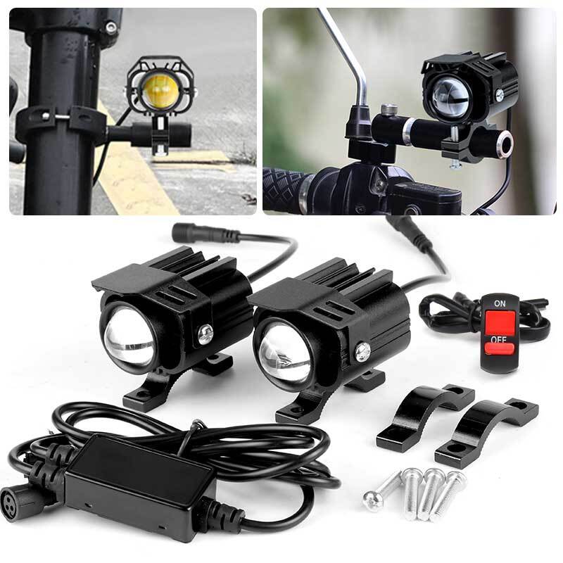 Pair LED Motorcycle Spot Light Headlight Hi/Lo Fog Lamp Yellow White  Switch US