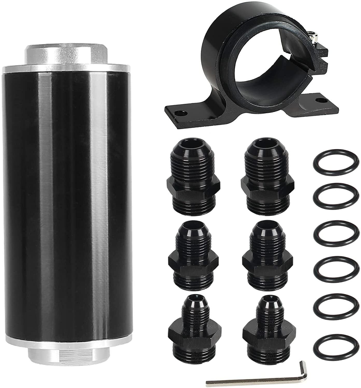 Inline 100-micron fuel filter holder 6AN 8AN 10AN adapter universal 50mm