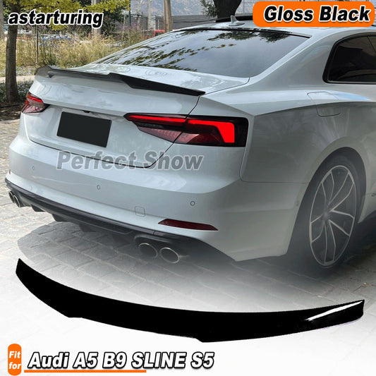 Fit for Audi A5 B9 SLINE S5 4-Door 17-20 Gloss Black Rear Trunk Boot Spoiler Lip