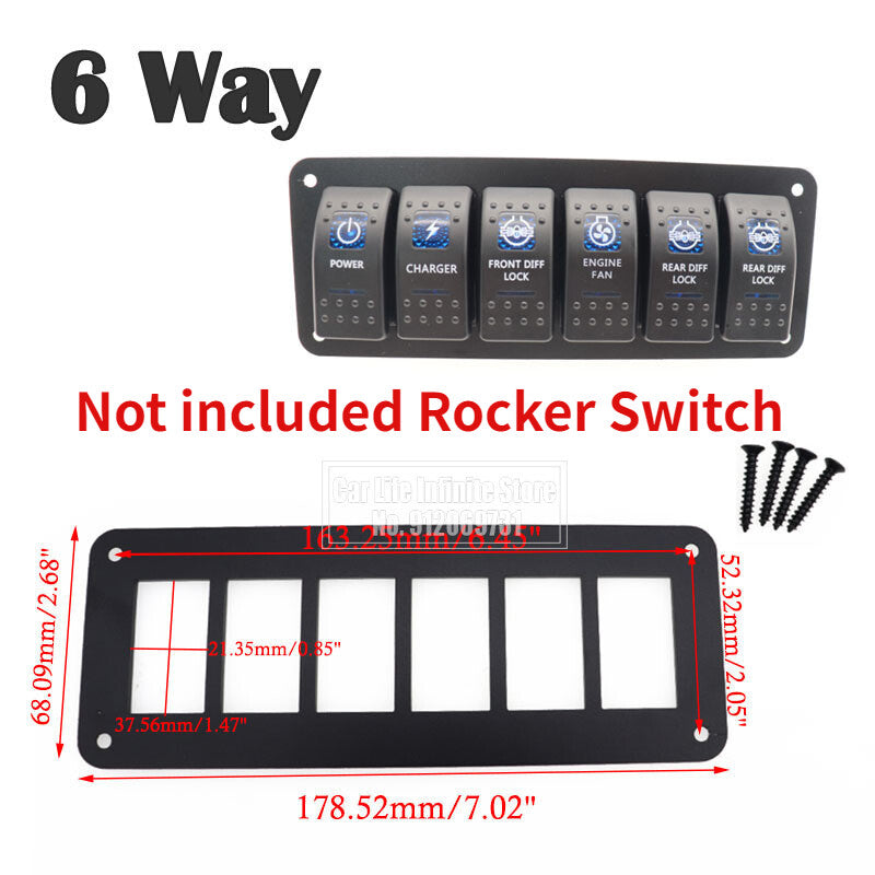 3pcs Aluminum 6 Gang Carling ARB Rocker Switch Dash Mount Holder Housing Panel