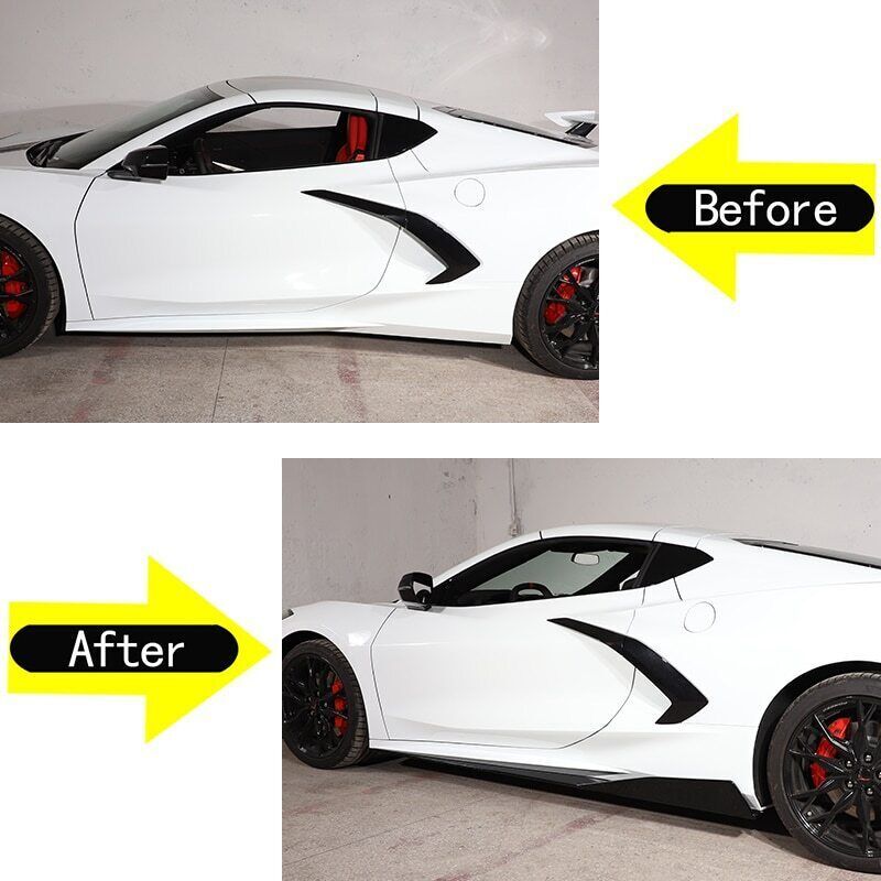 5VM Style Gloss Black Side Skirts Extension Panel Lip Fits 2020-2023 for Corvette C8