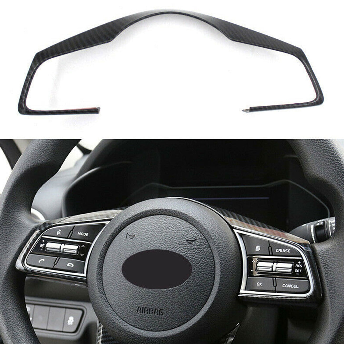 for Kia K3 Forte 2019-2023 Steering Wheel Frame Cover Trim Carbon Fiber Decorate