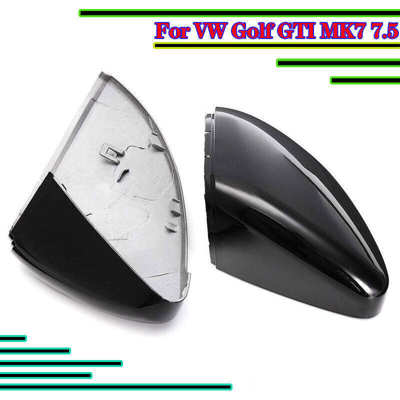2PCS Gloss Black Side Rear view Mirror Covers Caps Fit for VW for Golf GTI MK7 7.5