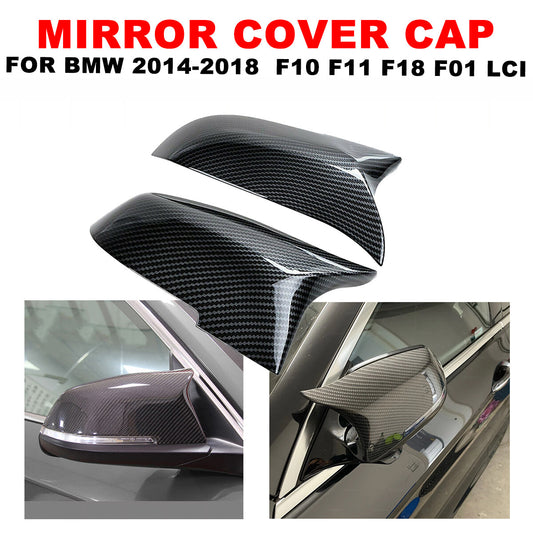 2-piece mirror caps for BMW 5 Series F10 F11 F18 LCI 2014-18 Carbon Fiber