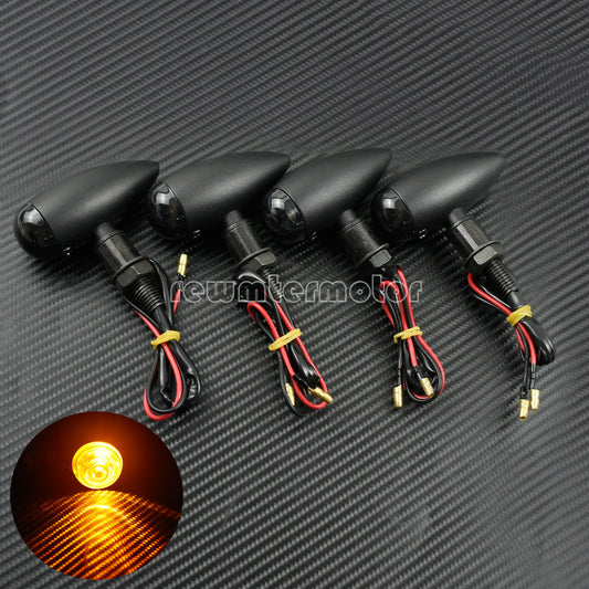 2 Pairs Turn Signal Indicator Flasher Light Fit for Harley Bobber Chopper Matte