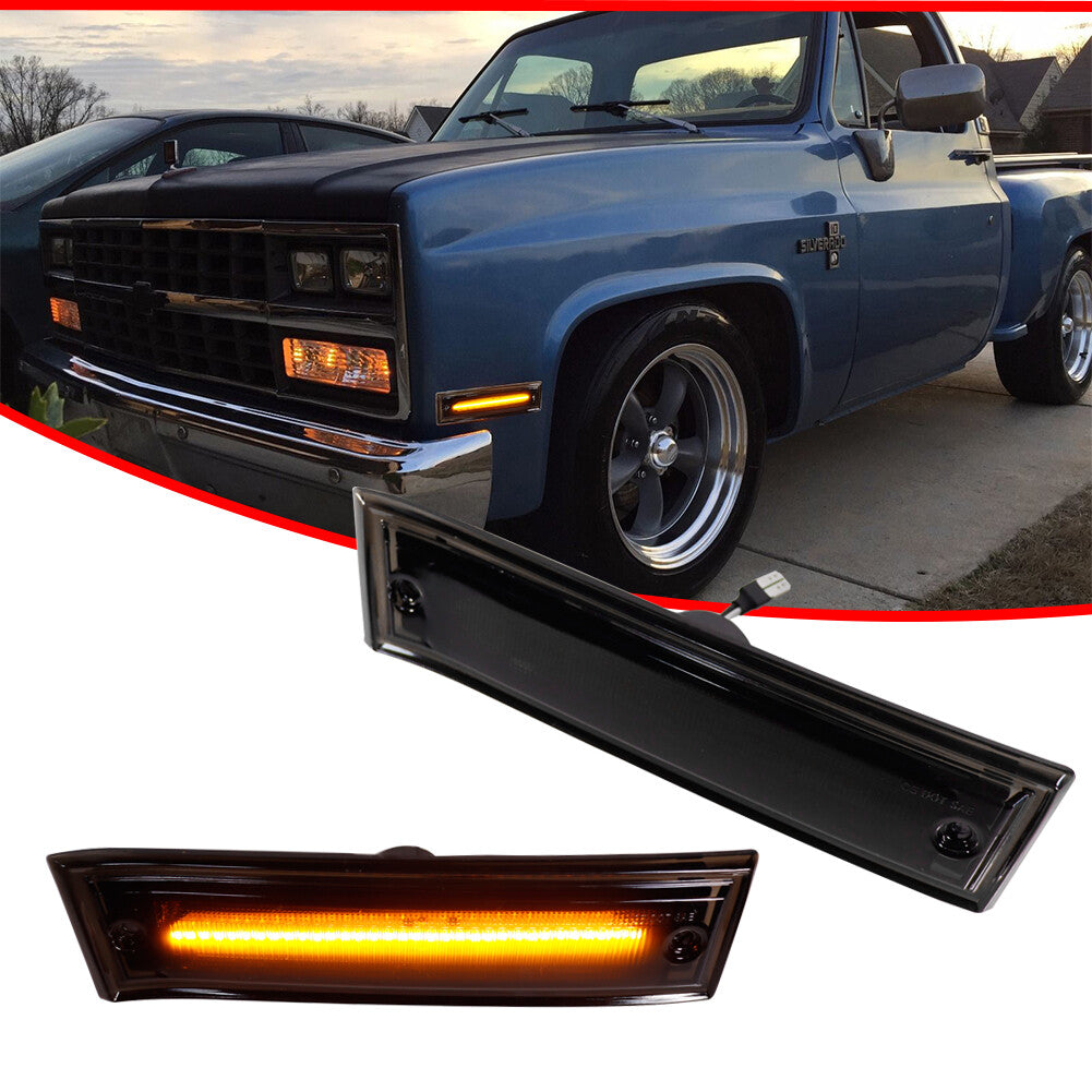 Smoked amber front bumper side marker lights suitable for 81-91 for Chevrolet C10 C20 C30 for GMC