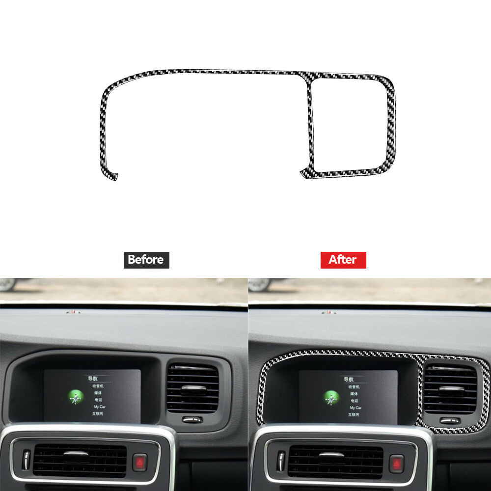 Carbon Fiber GPS Navigation Panel Decorative Cover Trim for Volvo V60 2010-2017