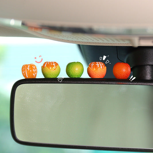 5Pcs Car Cute Oranges Rearview Mirror Accessories Funny Dashboard Decor Ornament