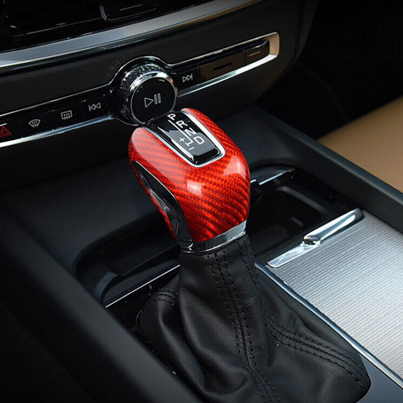 for Volvo S90 2017-2022 Red Carbon Fiber Gear Shift Knob Head Cover Trim cap
