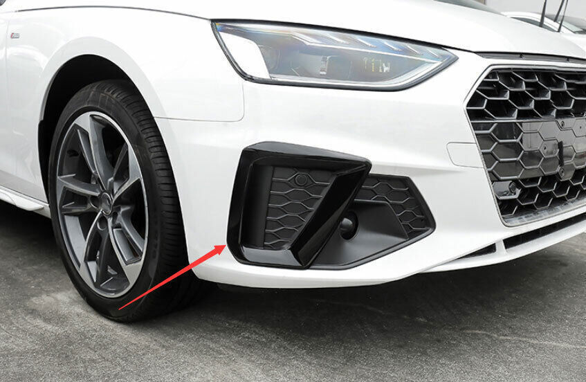 Fit for Audi A4 A5 B9 2020-2021 Black Front Bumper Fog Light Lamp Frame Trim 2X