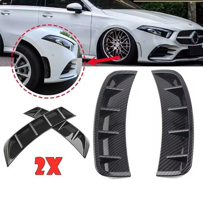 2pcs Carbon Fiber Car Side Fender Vent Air Wing Cover Trim Outdoor Accessories