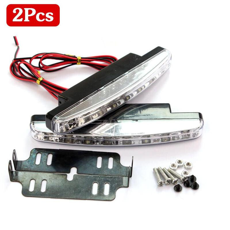 2Pcs Car 8 LED DRL Fog Driving Daylight Daytime Running Light Head Lamp White
