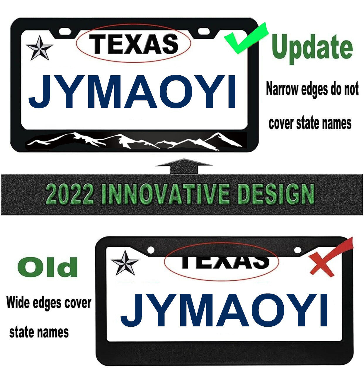 for Jeep Grand Cherokee Mountains BLACK Metal Car SUV License Plate Frame Cover