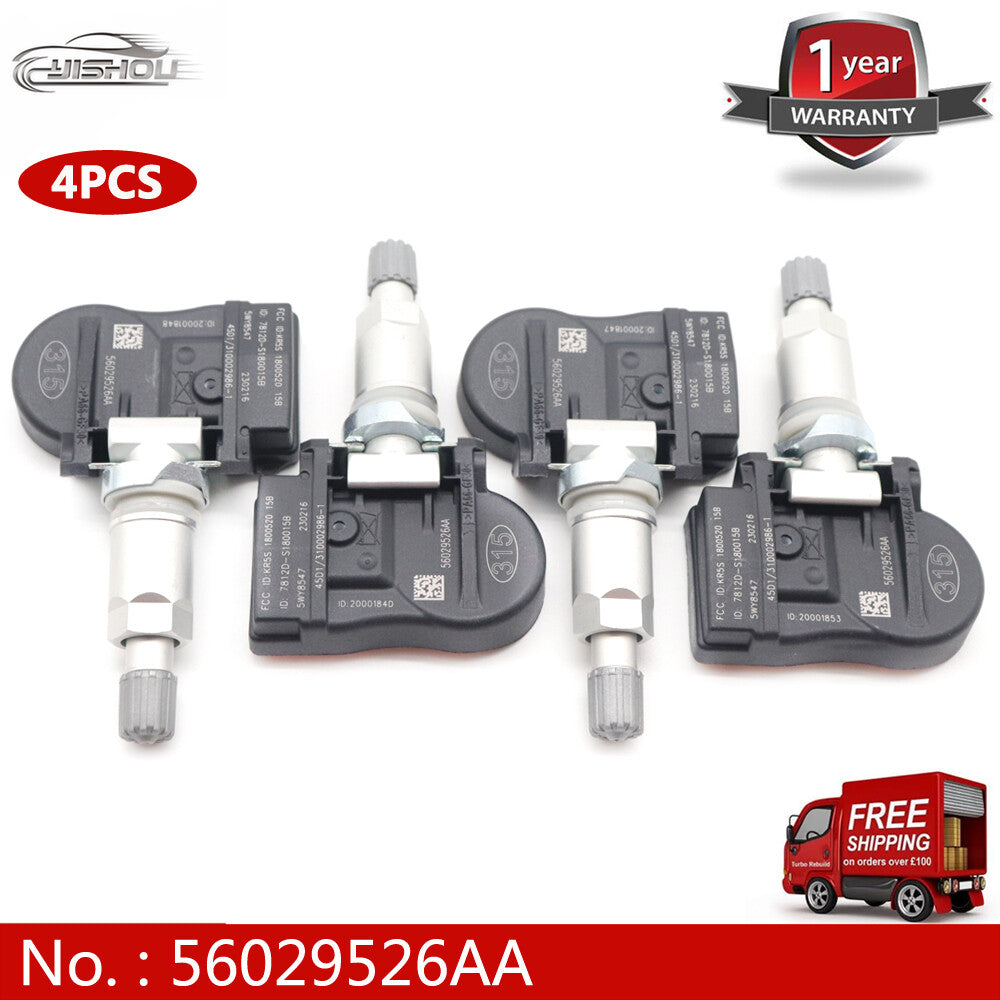 Package (4) TPMS 56029526AA 315MHz for Tire Pressure Sensors for Dodge for Chrysler for Jeep