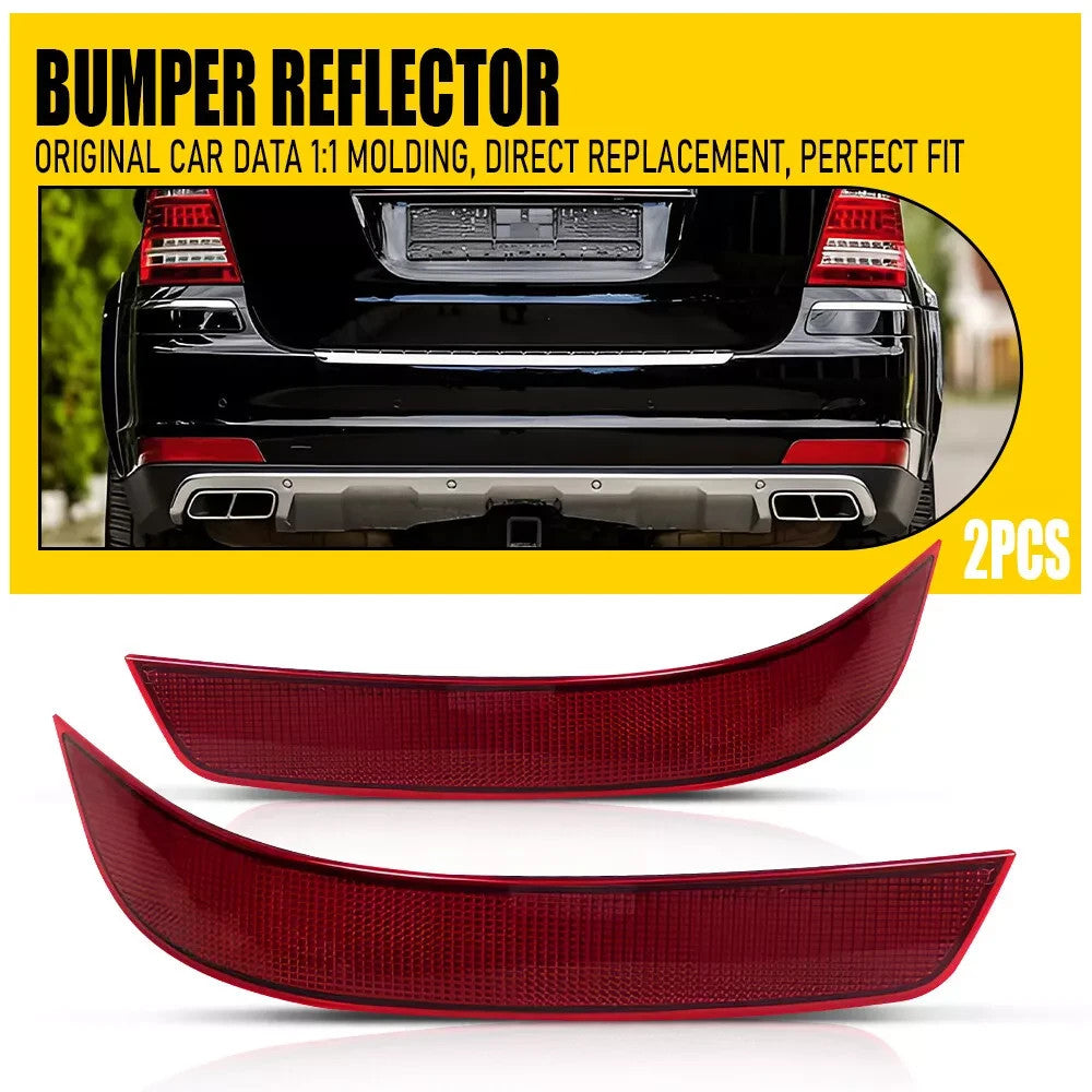 Pair Red Lens Rear Bumper Reflector for 2010-2012 for Mercedes-Benz GL-Class X164