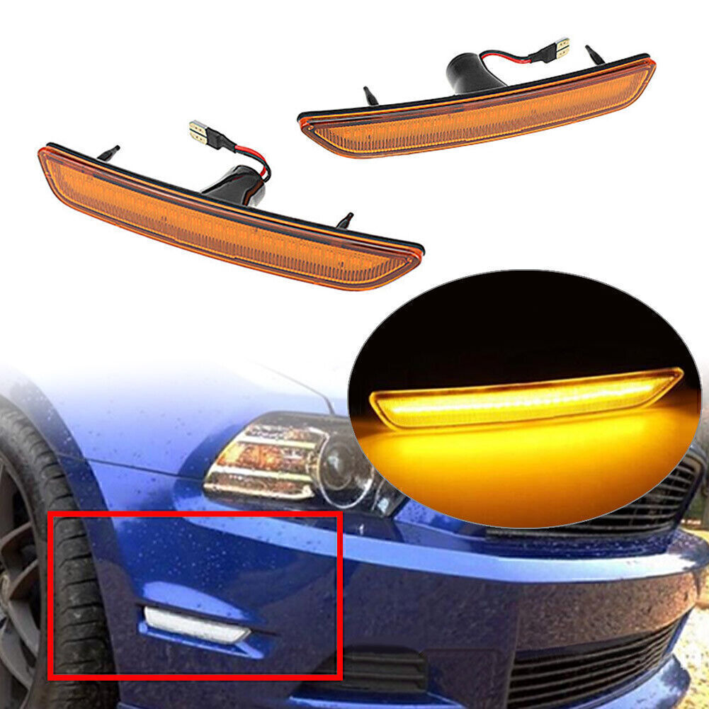 for Ford for Mustang 2010-2014 2013 2012 2011 Orange 2x LED Front Side Marker Lights