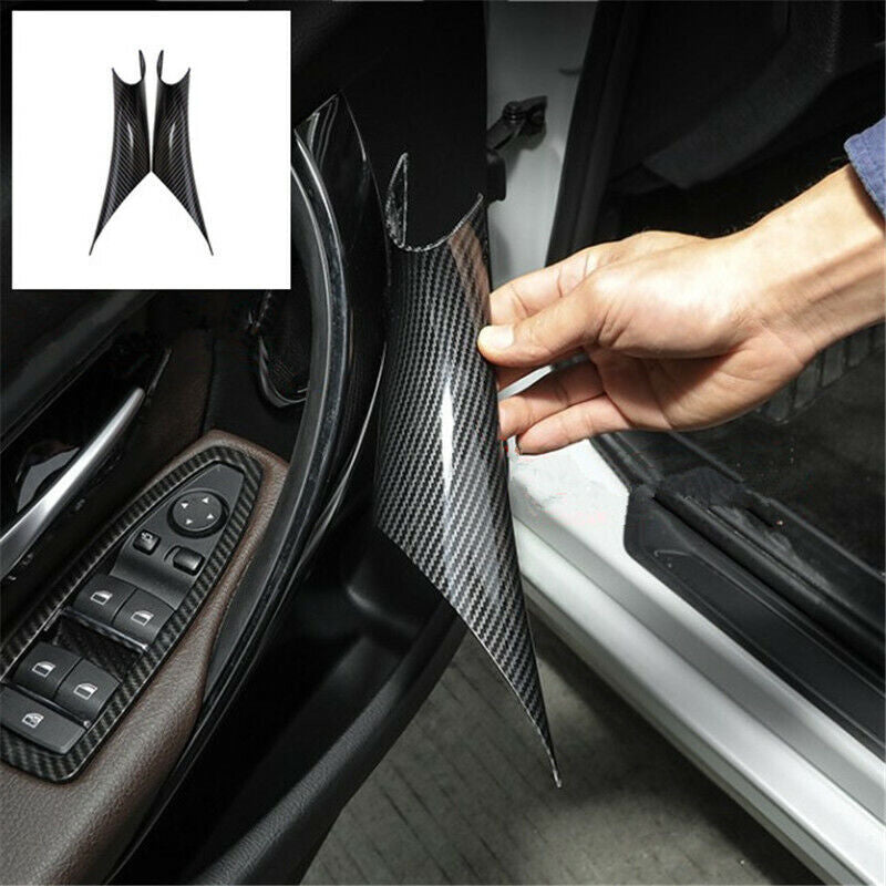 2x for BMW 3 4 Series F30 F35 2012-18 Carbon Fiber Inner Door Handle Pull Cover